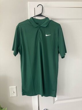 Nike Men’s Dark Green Performance Polo with White Swoosh